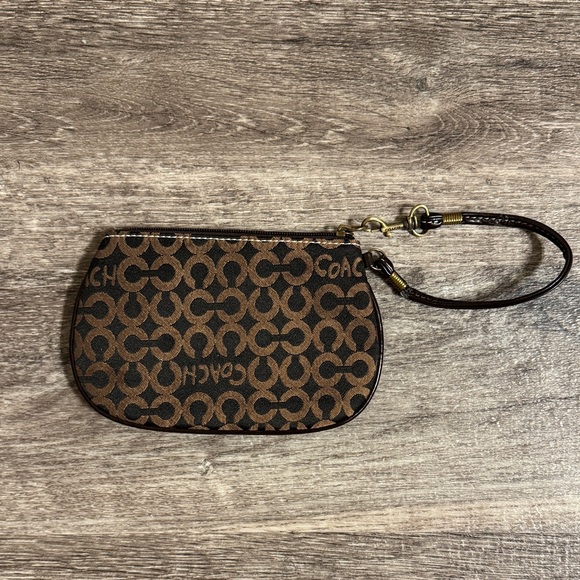 Coach Signature Brown Wristlet - Picture 2 of 2